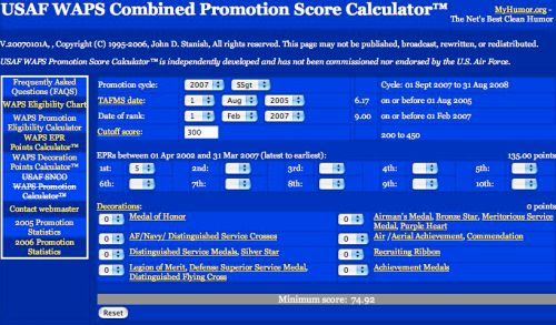 WAPS Combined Promotion Score Calculator